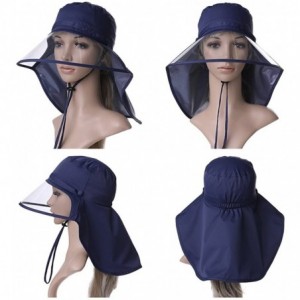 Rain Hats Women Waterproof Rain Hat Protection Chin Strap Trasparent Visible Visor - 99046_navy Blue - C218RS0C39X $24.05