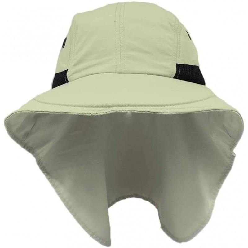 Sun Hats Men's Wide Brim Sun Flap Hat Camping Boating Khaki - CD11BFC9MKX $19.15