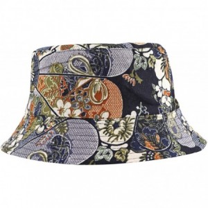 Bucket Hats Fashion Print Bucket Hat Summer Fisherman Cap for Women Men - Flower Tree Black - CT18SNA0YUD $28.76