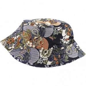 Bucket Hats Fashion Print Bucket Hat Summer Fisherman Cap for Women Men - Flower Tree Black - CT18SNA0YUD $14.38