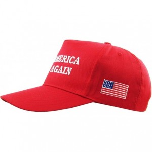 Baseball Caps Make America Great Again Our President Donald Trump Slogan with USA Flag Cap Adjustable Baseball Hat Red - CG12...