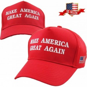 Baseball Caps Make America Great Again Our President Donald Trump Slogan with USA Flag Cap Adjustable Baseball Hat Red - CG12...