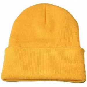 Skullies & Beanies Unisex Classic Knit Beanie Women Men Winter Leopard Hat Adult Soft & Cozy Cute Beanies Cap - Yellow C - CU...
