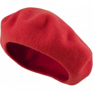 Berets Traditional Women's Men's Solid Color Plain Wool French Beret One Size - Red - CV189YIKRRR $8.54