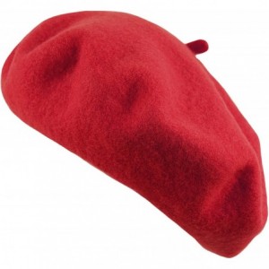 Berets Traditional Women's Men's Solid Color Plain Wool French Beret One Size - Red - CV189YIKRRR $8.54