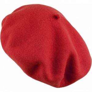 Berets Traditional Women's Men's Solid Color Plain Wool French Beret One Size - Red - CV189YIKRRR $8.54