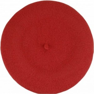 Berets Traditional Women's Men's Solid Color Plain Wool French Beret One Size - Red - CV189YIKRRR $8.54