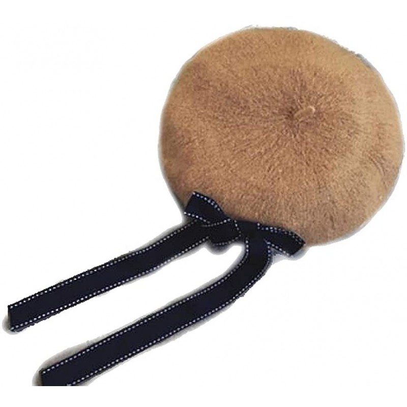 Berets Wool Blend Bow Long Tie Artist Warm French Vintage Beanie Beret Hat Cap - Camel - C5180GR2ZEI $9.94