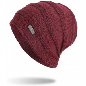 Skullies & Beanies Unisex Knit Cap Hedging Head Hat Beanie Cap Warm Outdoor Fashion Hat - Winered - CF18LXTSU74 $23.38