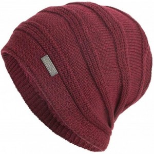 Skullies & Beanies Unisex Knit Cap Hedging Head Hat Beanie Cap Warm Outdoor Fashion Hat - Winered - CF18LXTSU74 $10.23