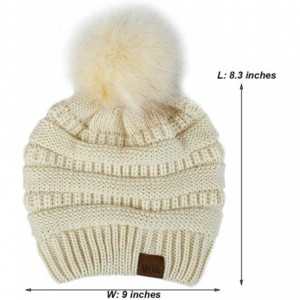 Skullies & Beanies Winter Beanie Hat Scarf Set Touch Screen Glove Warm Slouchy Pom Knit Skull Cap - Apricot - CQ192O6T63H $12.95