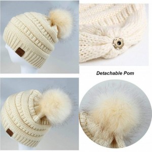 Skullies & Beanies Winter Beanie Hat Scarf Set Touch Screen Glove Warm Slouchy Pom Knit Skull Cap - Apricot - CQ192O6T63H $12.95