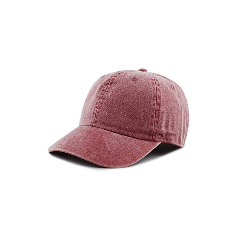 Baseball Caps 100% Cotton Pigment Dyed Low Profile Dad Hat Six Panel Cap - 1. Burgundy - CF189A2DG9Z $7.27