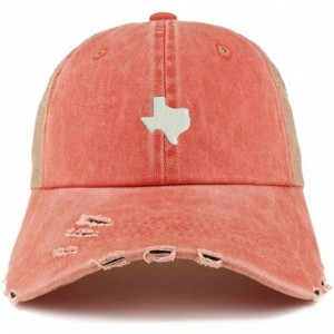 Baseball Caps Texas State Map Embroidered Frayed Bill Trucker Mesh Back Cap - Orange - C118CWYSD0M $20.48