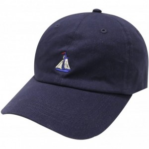 Baseball Caps Boat Small Embroidered Cotton Baseball Cap - Navy - CS12H0G3NRF $10.38