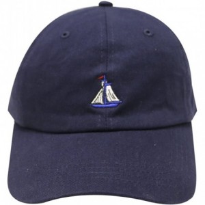 Baseball Caps Boat Small Embroidered Cotton Baseball Cap - Navy - CS12H0G3NRF $10.38