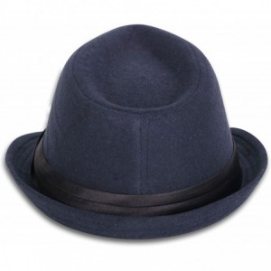 Fedoras Women Men Classic 1920s Manhattan Structured Trilby Fedora Hat - Dark Blue - C719603NKTN $11.92