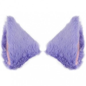 Headbands Cat Fox Long Fur Ears Hair Clip Cosplay Costume Kit Fancy Dress Halloween Party - Light Purple - CH18T82TYO3 $21.71