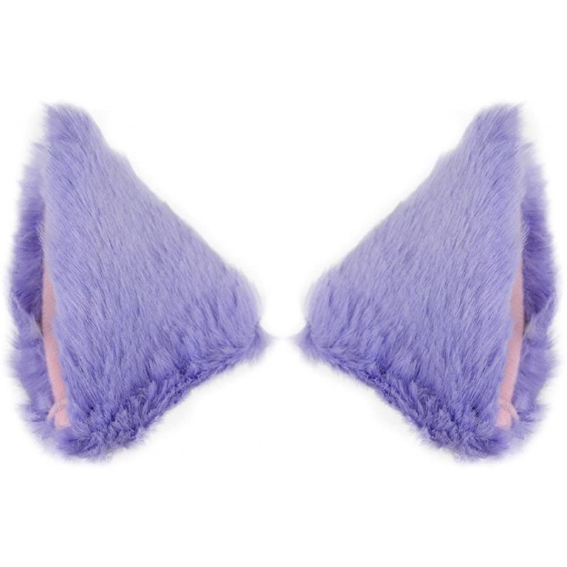 Headbands Cat Fox Long Fur Ears Hair Clip Cosplay Costume Kit Fancy Dress Halloween Party - Light Purple - CH18T82TYO3 $10.22