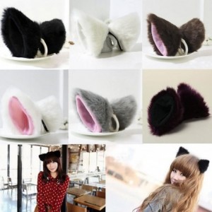 Headbands Cat Fox Long Fur Ears Hair Clip Cosplay Costume Kit Fancy Dress Halloween Party - Light Purple - CH18T82TYO3 $10.22