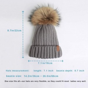Skullies & Beanies Women Winter Knitted Beanie Hat with Fur Pom Bobble Hat Skull Beanie for Women - Gray( Gold Pom)clearance ...