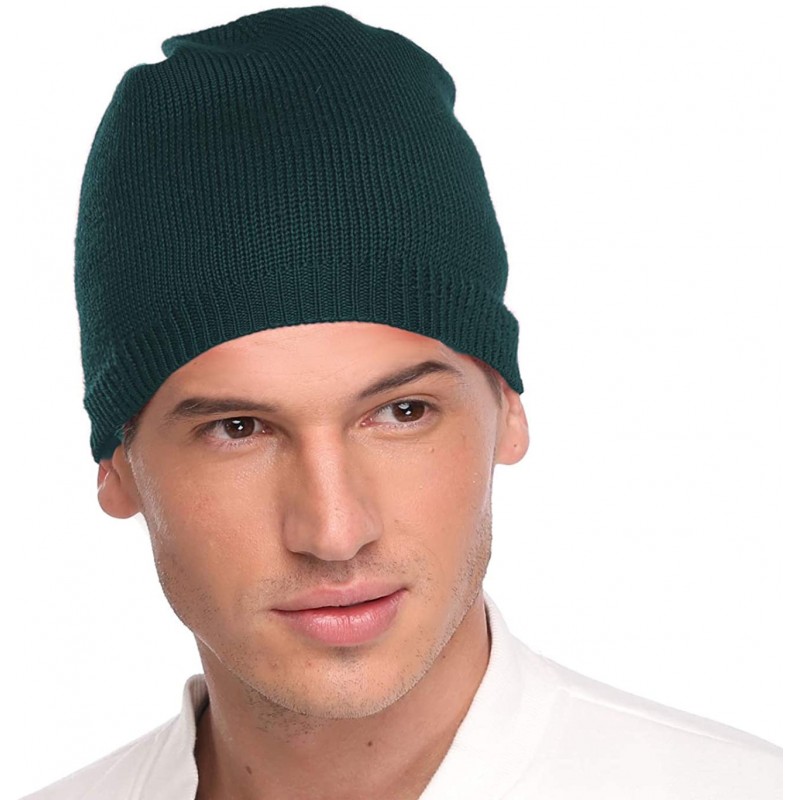 Skullies & Beanies Beanie Hat Warm Soft Winter Ski Knit Skull Cap for Men Women - Dark Green - C0180KQNXCE $8.29