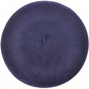 Berets Wool French Beret Hat Solid Color Beret Cap for Women Girls - Navy Blue - C5187I4SK7E $13.82