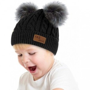 Skullies & Beanies Kids Winter Warm Fleece Lined Hat Baby Infant Toddler Children Beanie Knit Pompom Hats Women Crochet Cap -...