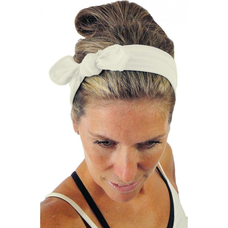 Headbands Removable Bow Training Headband - No Slip - No Sweat- Crema Old White - Crema Old White - C112I8WPDRD $10.93