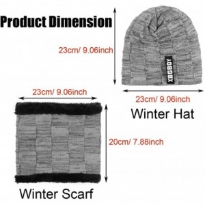 Skullies & Beanies Winter Knit Beanie Hat Scarf Set 2PCS Cap Neck Warmer Cold Weather Gift Set for Men - Gray - CG18ZUOMCAC $...