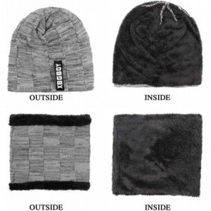 Skullies & Beanies Winter Knit Beanie Hat Scarf Set 2PCS Cap Neck Warmer Cold Weather Gift Set for Men - Gray - CG18ZUOMCAC $...
