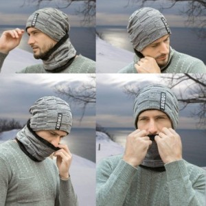 Skullies & Beanies Winter Knit Beanie Hat Scarf Set 2PCS Cap Neck Warmer Cold Weather Gift Set for Men - Gray - CG18ZUOMCAC $...