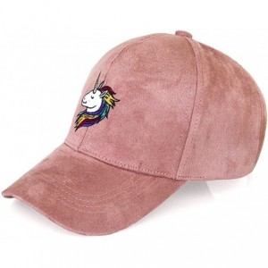 Baseball Caps Unisex Faux Suede Baseball Cap Adjustable Plain Dad Hat for Women Men - Unicorn-dark Pink - C4186DGUWC4 $8.39