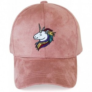 Baseball Caps Unisex Faux Suede Baseball Cap Adjustable Plain Dad Hat for Women Men - Unicorn-dark Pink - C4186DGUWC4 $8.39