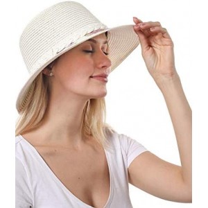 Sun Hats Floral Printed Straw Sun Hat- Bucket Hat- Beach Hat for Women?- Floral White- One Size - CP194ORSID2 $13.91