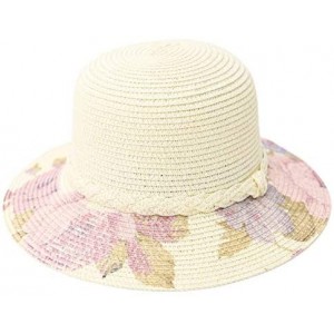 Sun Hats Floral Printed Straw Sun Hat- Bucket Hat- Beach Hat for Women?- Floral White- One Size - CP194ORSID2 $13.91