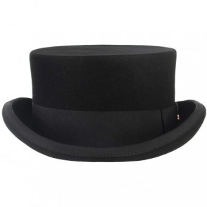 Fedoras Men 100% Wool Mad Hatter Hat Satin Lined Top Hats - "Black/4.5"" High" - CZ18ADQZEO0 $31.63