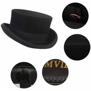 Fedoras Men 100% Wool Mad Hatter Hat Satin Lined Top Hats - "Black/4.5"" High" - CZ18ADQZEO0 $31.63