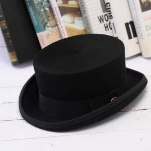 Fedoras Men 100% Wool Mad Hatter Hat Satin Lined Top Hats - "Black/4.5"" High" - CZ18ADQZEO0 $31.63