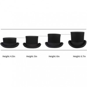 Fedoras Men 100% Wool Mad Hatter Hat Satin Lined Top Hats - "Black/4.5"" High" - CZ18ADQZEO0 $31.63