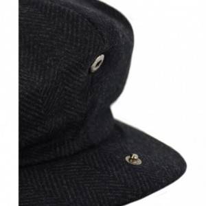 Newsboy Caps Men's Wool Newsboy Cap- Herringbone Driving Cabbie Tweed Applejack Golf Hat - 2317-black - CM188ZRTL7N $19.24