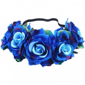 Headbands Love Fairy Bohemia Stretch Rose Flower Headband Floral Crown for Garland Party - Colorful Blue - CE18HXAHZ8K $20.32