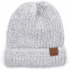 Skullies & Beanies Exclusives Fuzzy Marbled Knit Beanie Hat (HAT-1925) - Natural Grey - CX18I6WDHHN $17.51