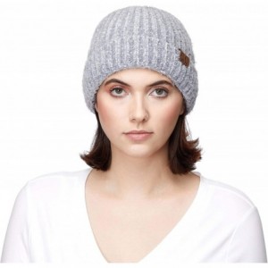 Skullies & Beanies Exclusives Fuzzy Marbled Knit Beanie Hat (HAT-1925) - Natural Grey - CX18I6WDHHN $17.51