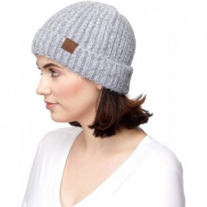 Skullies & Beanies Exclusives Fuzzy Marbled Knit Beanie Hat (HAT-1925) - Natural Grey - CX18I6WDHHN $17.51