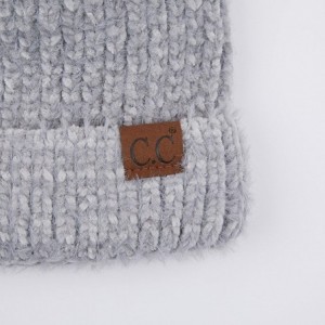 Skullies & Beanies Exclusives Fuzzy Marbled Knit Beanie Hat (HAT-1925) - Natural Grey - CX18I6WDHHN $17.51