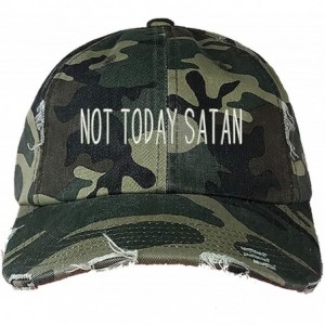 Baseball Caps Not Today Satan Distressed Baseball Cap- Unisex Dad Hat - Camo - CP18L3N2M5T $20.43