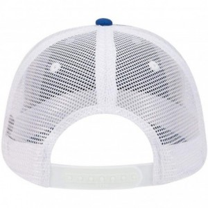 Baseball Caps Garment Washed Cotton Twill 6 Panel Low Profile Mesh Back Trucker Hat - Ryl/Ryl/Wht - CH180D5WA9A $12.29