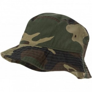 Bucket Hats 100% Cotton Bucket Hat for Men- Women- Kids - Summer Cap Fishing Hat - Woodland Camo - CE18H2HE3H9 $29.07