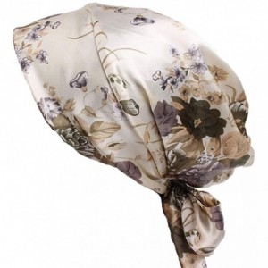 Skullies & Beanies Soft Satin Head Scarf Sleeping Cap Hair Covers Turbans Bonnet Headwear for Women - Beige - CZ18CG6TY8N $8.45